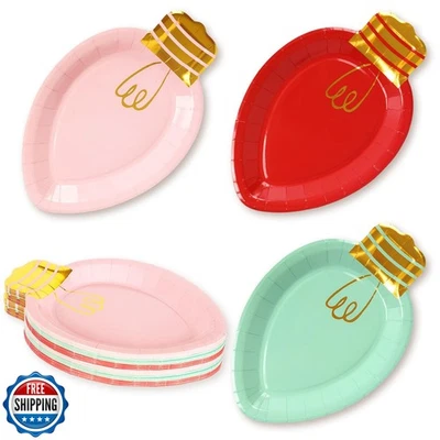 Whaline 30Pcs Christmas Paper Plate Gold Foil Dinner Plate Christmas Lights S — 第 1/4 张图片