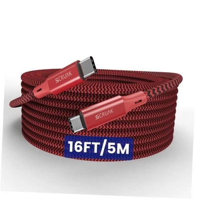 Extra Long iPhone 16 15 Charger Cable 16Ft, 16 Feet USB C to C Cable 16FT Red - Image 1 of 4