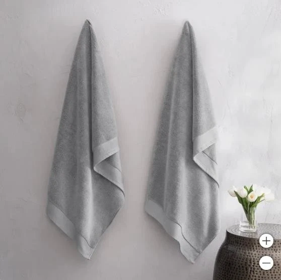 Toallas de baño Charisma gris algodón egipcio 2 piezas OEKO-TEX 30" X 58" 650 GSM Foto 1 de 4