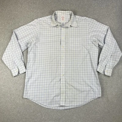 Brooks Brothers Hombres 17-35 Azul Madison 100% Algodón Supima Americano Sin Hierro Foto 1 de 4