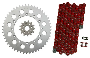 Cadena de transmisión roja 520x114 y piñones 13/49 para Kawasaki KX250 2002 2003 2004 - Imagen 1 de 1