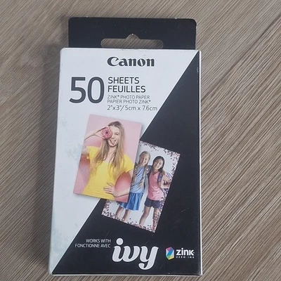 50 Sheets Canon 2”x 3” ZINK Photo Paper Sticky Back Canon Ivy Printer - Image 1 of 4