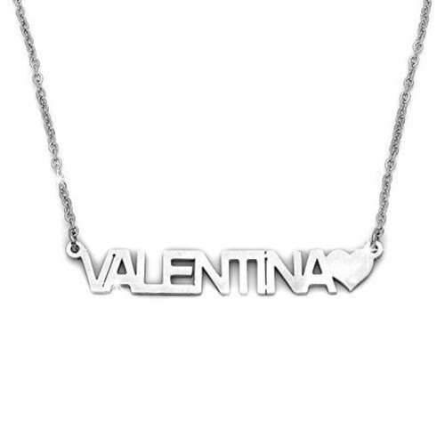 VALENTINO Collana GALASSIA con Nome VALENTINA in Acciaio con Cuore 45 cm