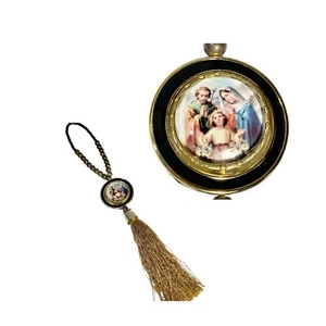 Ciondolo Vintage Sacra Famiglia Nappa Vetro Appeso Cattolica Maria Gesù Natale - Foto 1 di 20