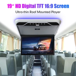 19.5" Flip Down Car Roof Monitor Ceiling Overhead HD TFT 1080P Screen USB HDMI - Picture 1 of 7
