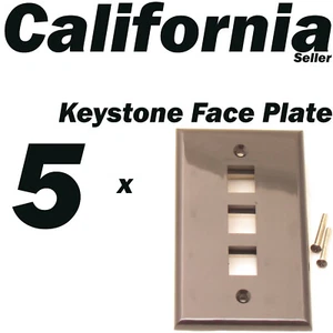 5 X Piastra frontale 3 porte Keystone Jack RJ45 CAT5 CAT5e CAT6 piastra da parete di rete nera - Foto 1 di 5