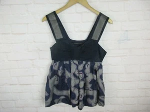 Erica Davies Women's 100% Silk Made In India Sleeveless Top Size 2 Blue Navy - Picture 1 of 9