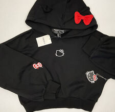 Hello Kitty x Forever 21 Hoodie Sweatshirt Pullover Crop Ears Bow Limited LTD M