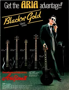 VINTAGE 1983 ARIA PRO II SCHWARZ GOLD E-GITARREN DRUCKANZEIGE - Bild 1 von 1