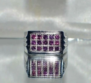 ANILLO NATURAL AAA GRANATE 12 GRAMOS PLATA HOMBRE SELLO CÓCTEL DÍA DEL PADRE - Imagen 1 de 8