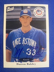 1996 Best Darren Balsley #28 Auto Signed Autograph Hagerstown Suns 