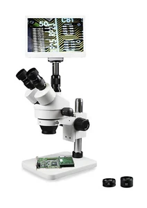 Parco 3.5X-90X Simul-Focal Trinocular Zoom Stereo Microscope w/ 11.6” HD Display - Picture 1 of 4