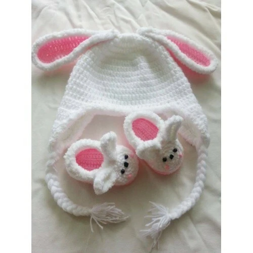 Botines bebé ganchillo y sombrero a juego conejo Foto 1 de 1