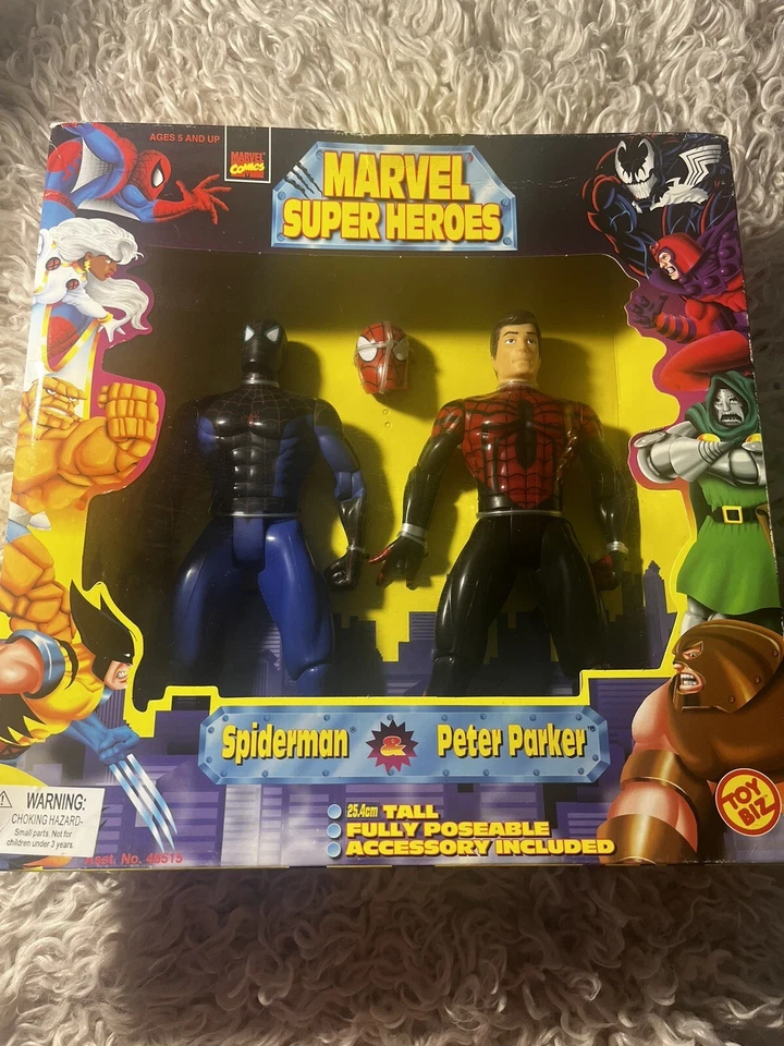1997 Boxed Marvel Super Heroes Toy Biz 36948307 Spiderman & Peter Parker Vintage - image 1 of 4