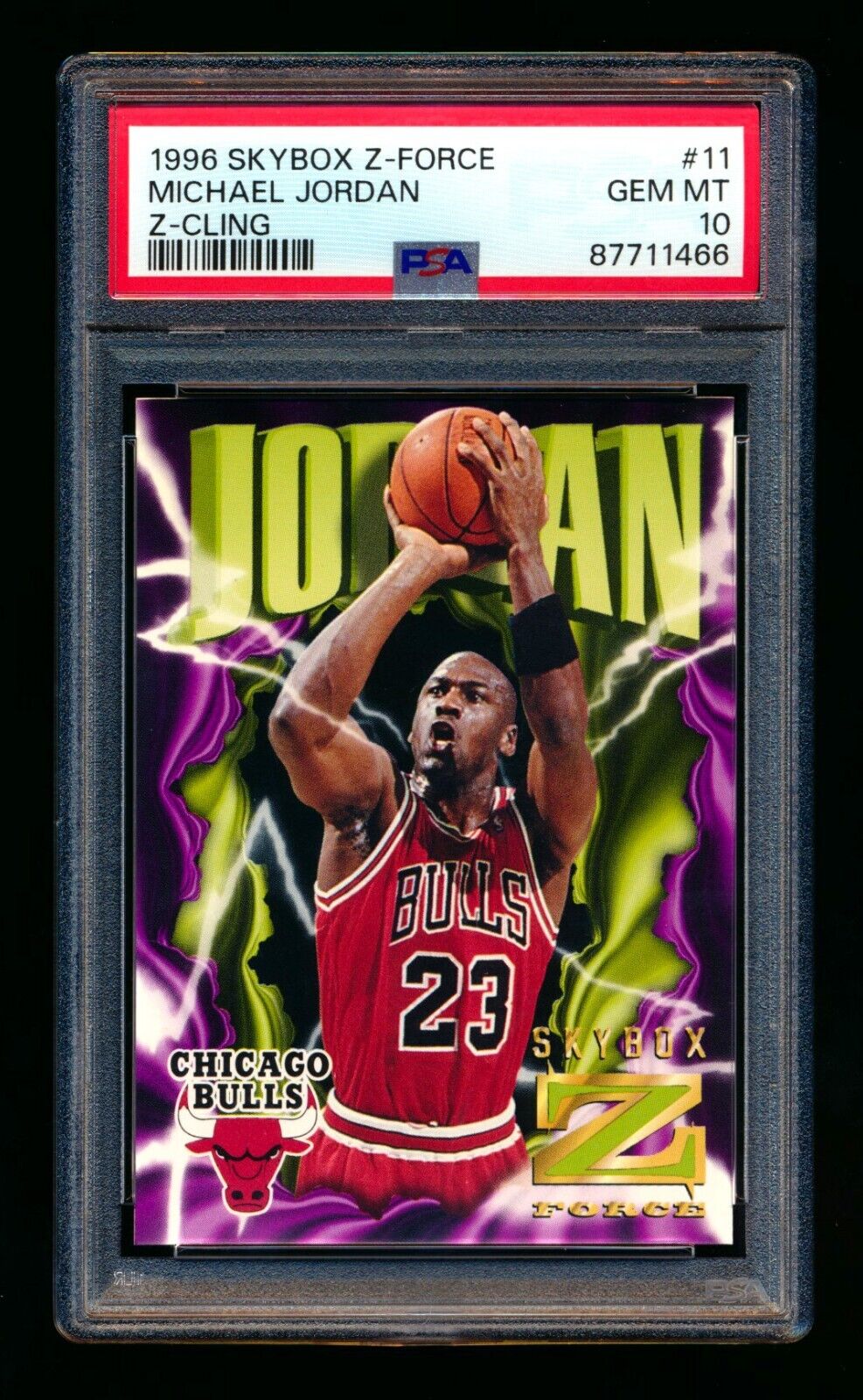 1996-97 SKYBOX Z-FORCE #11 MICHAEL JORDAN Z-CLING BULLS INSERT PSA 10 GEM MINT!