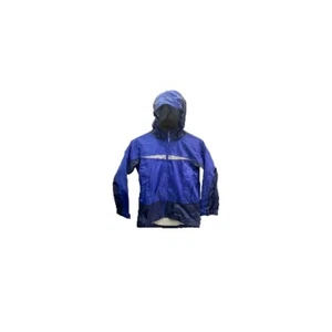LL Bean Sz M 10-12 Kids Front Zip Windbreaker Jacket Navy Fleece Poly Mesh Liner - Picture 1 of 9
