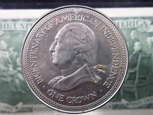 Isle Of Man 1 Crown 1976 CuNi Bicentennial America Independence Coin h6734 - Picture 1 of 2