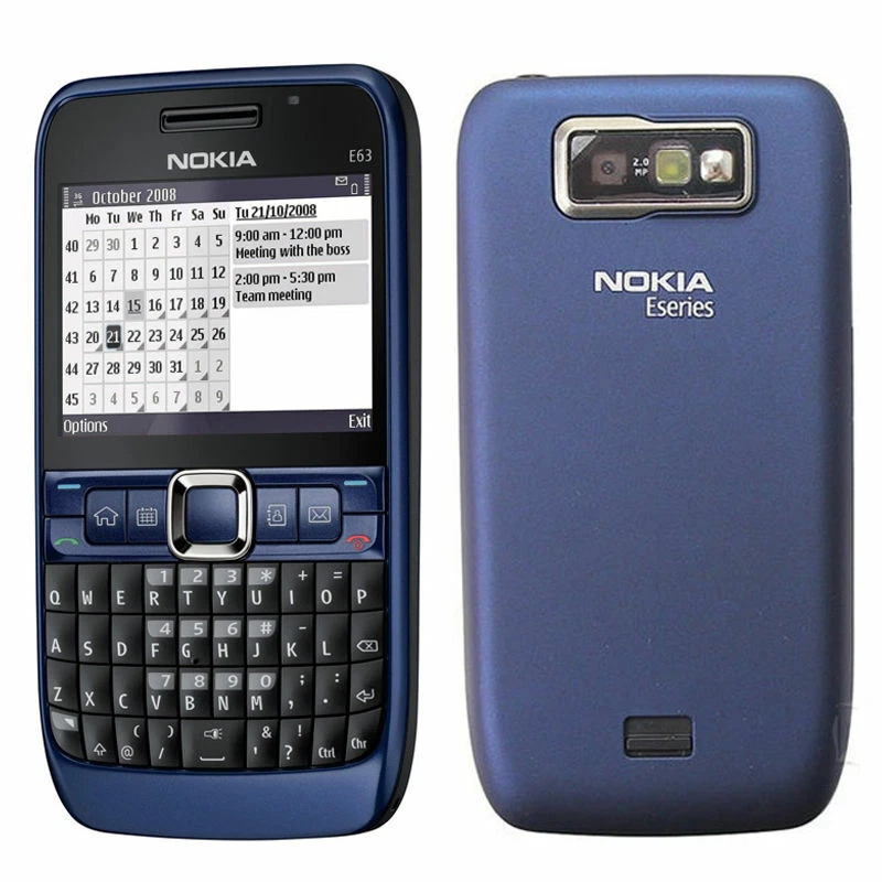 Unlocked QWERTY Keypad Nokia E63 Wifi 3G Camera 2MP Mp3 Player Mobile Bar Phone - Image 1 of 4
