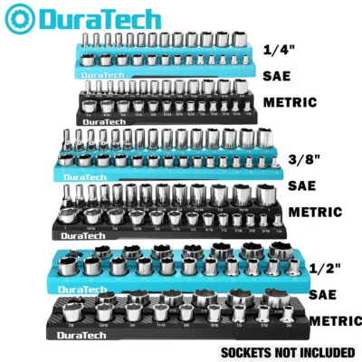 DURATECH 2PCS Magnetic Socket Organizer 3/8"/1/4"/1/2" Socket Holders SAE Metric - Image 1 of 4