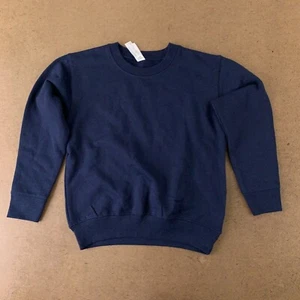 Rabbit Skins Youth Size 5/6 Navy Blue Fleece Crew Neck Pullover Sweatshirt New - Picture 1 of 3