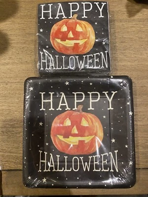 Happy Halloween Pumpkin 10 Pack Paper Snack Plates 40 Ct Napkins Jack o’Lantern - Image 1 of 4