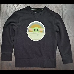 Boys Black Sweatshirt Baby Yoda - Picture 1 of 6