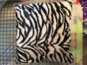 Zebra print pillow faux fur silky fleece very soft black white fuzzy - Picture 1 of 1