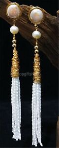 13-14mm white cultured freshwater pearl Earrings 14k filled gold 