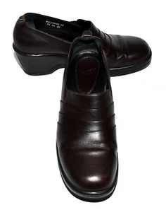 Dansko Aubrey Sable Brown Pleated Leather Womens Wedge Loafer Clogs Size 40 US 9 - Picture 1 of 12