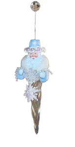 Ornament Lucite Plastic Icicle Clear Father Christmas Santa Snowflake ~8" - Picture 1 of 10