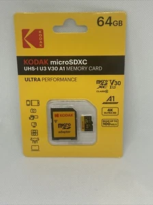 Karta micro SD Kodak 64GB High Speed + adapter karta pamięci U3 A1 V30 Class10 nowa! - Zdjęcie 1 z 3