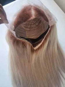 16INCH PERUVIAN VIRGIN HUMAN HAIR 613# HIGHLIGHTS STRAIGHT LACE FRONTAL WIG 180% - Picture 1 of 11
