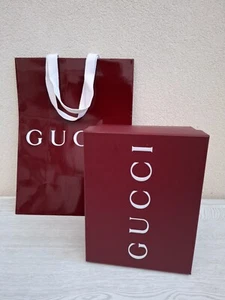 🟢 Authentic Gucci Empty Box & Paper Bag Maroon 21"x17"x11 - Excellent Condition - Picture 1 of 14