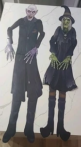 5 ft Jointed Witch & Vampire Die Cut Paper Halloween Decorations - Picture 1 of 4