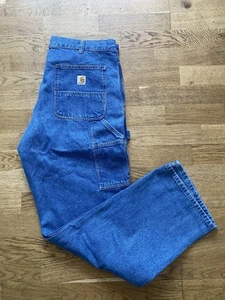 Jeans carpentiere Carhartt pantaloni da lavoro Carhartt resistenti 36 x 32 cotone vestibilità ampia - Foto 1 di 11
