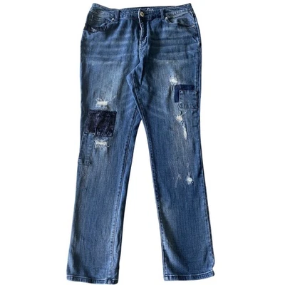Jeans Inc para mujer talla 33x31 azul mamá desgastado desteñido parcheado etiqueta 12 Foto 1 de 4