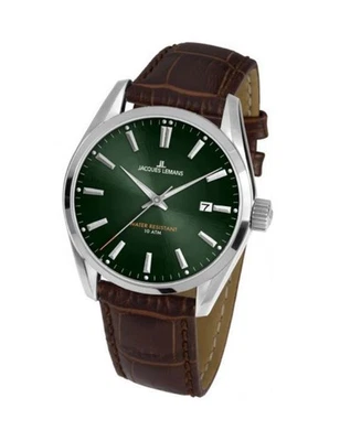 JACQUES LEMANS Hombre Analógico Cuarzo Informal Reloj Clásico Vestido Esfera Verde Impermeable Foto 1 de 4