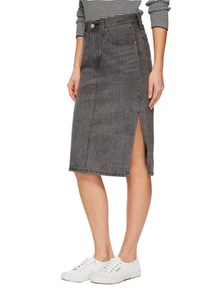 Levi's schwarz gewaschen Denin Seitenschlitz Rock Größe 6 neu ohne Etikett $ 90 - Bild 1 von 11