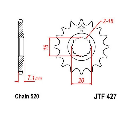 Roda dentada dianteira autolimpante JT 520 12T compatível com Suzuki RM125/PE175/RM-Z250/RS-175 - Imagem 1 de 1