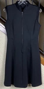 Elie Tahari Design Nation Black Zip Mesh Trim Scuba Fit Flare Dress Women’s 6 - Picture 1 of 4