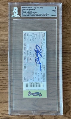 Chipper Jones signed Ticket Beckett BAS 10 Braves MLB psa baseball Final Game - Image 1 of 4