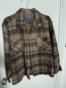 Vintage Pendleton Board Shirt Loop Collar Plaid Virgin Wool Made In USA Large - Picture 1 of 4
