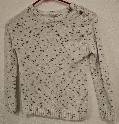 JESSICA SIMPSON Girls Grey Speckled Knit Button Shoulder Sweater Size 5/6  - Image 1 of 4
