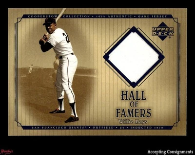 2001 Upper Deck Hall of Famers #JWM Willie Mays GAME USED JERSEY GIANTS - Image 1 of 2