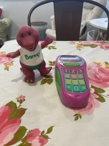 Barney the Purple Dinosaur Talking Musical Light Up Toy Cell Phone Works Figure - Picture 1 of 11