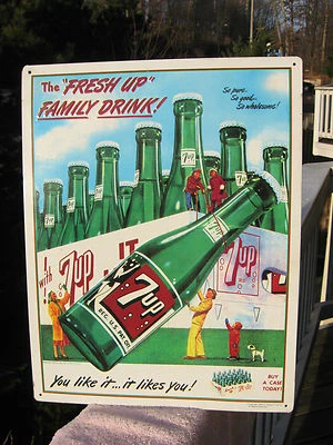 7Up Fresh Up Family Drink Reproduction Advertising Metal Sign Retro Decor 1993 - Image 1 of 4