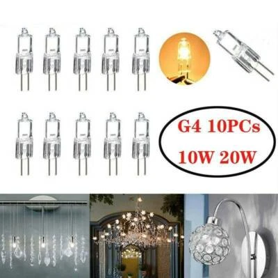 10-Pack 20 Watt 12 Volt Halogen Light Bulbs G4 Base Bi-Pin 12V 20W T3 JC Lamp AU - Image 1 of 4