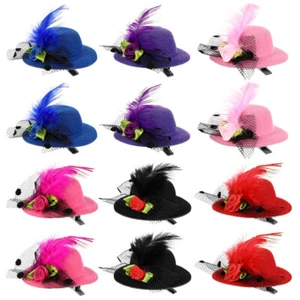 12Pcs Mini Hat Hair Clips Girls Hair Barrettes Party Dance Kids Hair Hats - Picture 1 of 11