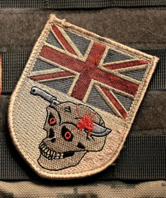 COMBINED JOINT TASK FORCE CJSOTF-A CAMP BASTION vêlkrö UK FLAG: ONE-EYE SKULL - Image 1 of 4