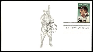 Portada del primer día de Lou Gehrig (FDC) retrato de Lou Gehrig por Patriot Cachet - Imagen 1 de 2